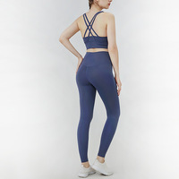 Damen Yoga-Set: Sport-BH & Leggings für Fitness, Laufen, Cross-Back, High Waist, Po-Lifting, Gebürstet, Ganzjährig