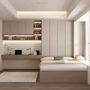 Ensemble de chambre à coucher de luxe sur mesure, <span class=keywords><strong>lit</strong></span> tatami, <span class=keywords><strong>armoire</strong></span>, bureau intégré, design contemporain, matériau MDF écologique, appartement - Product Image 2