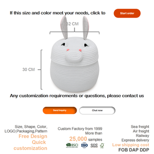 Cesta de Almacenamiento de Cuerda de Algodón con Tapa, Diseño de Conejo y Cerdo de Dibujos Animados, Multifuncional y Sostenible para Habitación Infantil, Guardería, Almacenamiento de Juguetes, Regalo Personalizado - Product Image 3