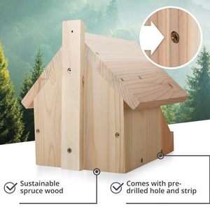 Caja de Cría para Pájaros Resistente a la Intemperie, Sin Pintar, Nido Colgante de Madera Sólida para Pájaros, Casitas para Pájaros como los Cuervos - Product Image 3