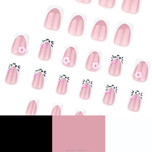 Uñas Acrílicas al por Mayor, Diseño Gatitos con Lazo <span class=keywords><strong>Rosa</strong></span> Francés, Uñas Artificiales, Uñas Postizas - Product Image 5