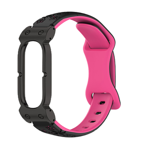 Rugged Armor Metal Bumper <b>Frame</b> Embossed Dual-Color Silicone Sport Watch Band Replacement Strap for Galaxy Fitbit Air - Product Image 4