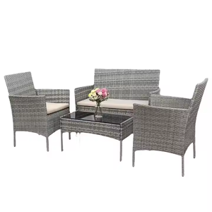 Factory Price Rattan Wicker Patio Mobiliário Clássico Sofá ao ar livre Jardim Cadeira de jantar <span class=keywords><strong>Set</strong></span> Impermeável Modular Sofá com Almofada - Product Image 2