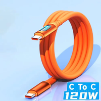 Câble USB-C vers USB-C à charge ultra-rapide 120W avec affichage numérique, cordon de charge en silicone liquide pour téléphone/tablette/ordinateur portable