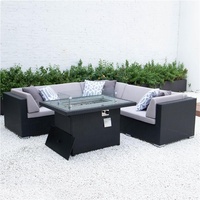 Ensemble de meubles d'extérieur en rotin avec cadre en aluminium pour les restaurants, les hôtels ou les parcs avec table de foyer pour le jardin et la piscine