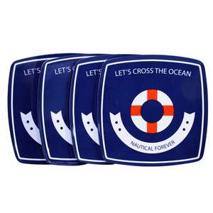 Juego de <span class=keywords><strong>vajilla</strong></span> de <span class=keywords><strong>melamina</strong></span> Náutica de verano 2025, 16 Uds., platos cuadrados, cuencos, tazas, personalizables para hoteles, restaurantes - Product Image 3