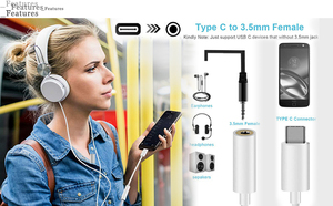 High Compatible USB Type C to 3.5mm TRS Aux Audio Jack Headphone Adapter Stereo Cable for Google Pixel