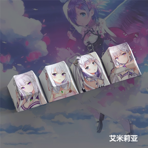 سلسلة مفاتيح بلاستيكية مستقيمة على شكل لوحة مفاتيح من الكرتون الياباني رام ريم للوحة المفاتيح الميكانيكية لتزيين الألعاب على شكل الكرز - Product Image 3