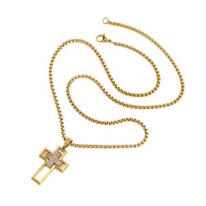 Mens Stainless Steel Gold <b>Cross</b> Pendant Necklace Iced Out Religious Hip Hop Fashion Jewelry Custom Design - Product Image 5