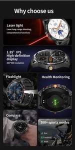 Reloj Inteligente HT28 para Hombre, Pantalla LED de 1.85 Pulgadas, Linterna, Brújula, Monitor de Ritmo Cardíaco, Monitor de Sueño, Reloj Deportivo IP67 con Control Remoto - Product Image 2