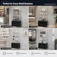 Vitrine en verre trempé pour magasin de téléphonie avec éclairage LED, 5 étagères, porte verrouillable pour magasin de détail, centre commercial