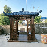 Gazebo en bois massif carbonisé avec tuiles de toit en plastique, résistant aux intempéries, kit de pavillon en bois d'inspiration asiatique pour les jardins de la cour