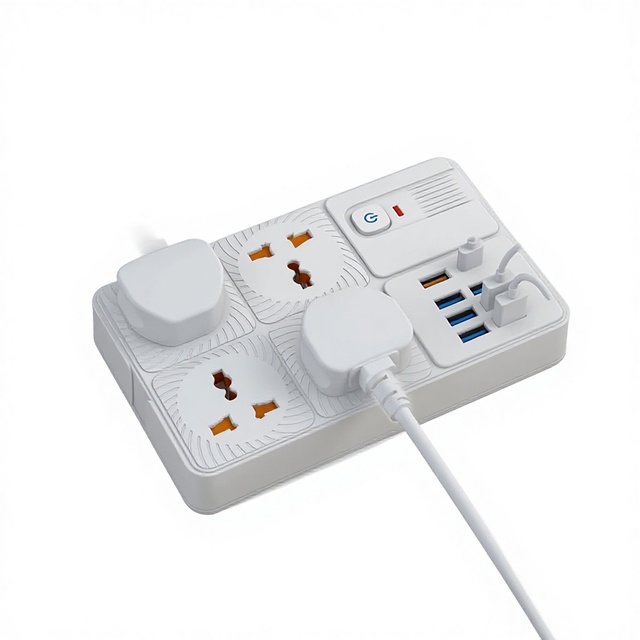 Universal Power Strip 13A 250V 4 AC Outlets 7 USB-A Ports Type-C Charging 1.8m Cable Overload Protection Home Office