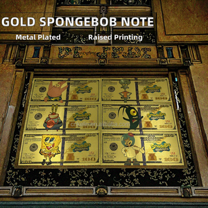 Özel karikatür Anime SpongeBob 24K altın folyo kaplama Metal banknot USD 100 dayanıklı ve lüks - Product Image 3