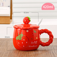 Usine directe créative 3D fraise motif tasse à café en céramique couvercle micro-ondes personnalisé personnalisé tasses en céramique