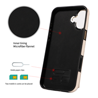Étui de téléphone portable à bandoulière accordéon pour iPhone 16 Plus, portefeuille 7 cartes, blocage RFID, support anneau antichoc, protection 360°