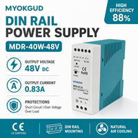 Fuente de Alimentación de Riel DIN de 40W 48V 0.8A, Convertidor de CA 100-240V a CC 48V para Equipos LED Industriales