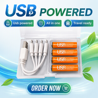 بطارية ليثيوم قابلة لإعادة الشحن 1.5 فولت من نوع C مع كابل USB للألعاب وأجهزة التحكم عن بعد والفأرة ولوحة المفاتيح