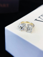 Bague de fiançailles et d'éternité ICEWALD IGI en or 18 carats PT950 avec diamant de laboratoire de 2 carats couleur D taille radiant, style polyvalent