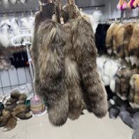 Porte-clés queue de renard véritable de 25cm porte-clés queue de fourrure de renard couleur naturelle bon marché pour décoration queues de renard véritable