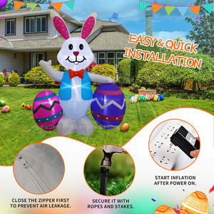 Conejo Inflable de Pascua Impermeable de 1.5 Metros con Decoraciones de Huevos, Luces LED Integradas, Decoración para Jardín y Exteriores - Product Image 6