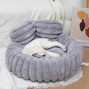 Cama de Lujo para Mascotas DO, Redonda, de Tela Oxford Afelpada, con Piel Sintética, Suave y Acogedora, para Perros Pequeños, Gatos y Perros, con Cojín Extraíble - Product Image 3