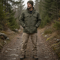 Veste tactique matelassée à col montant zippé en coton et polyester vert olive pour homme, modèle M65, personnalisable OEM ISO
