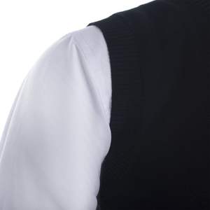 2025 Custom <b>Men's</b> V-Neck Sweater <b>Vest</b> 100% Cotton Solid Pullover with Embroidery & Personalized Logo - Product Image 6