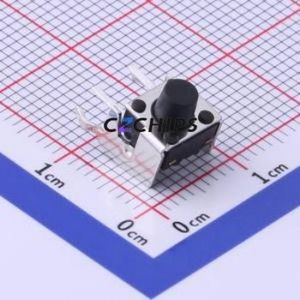 TS-1002N-BR06516 Tactile Switch Bent Lead Through Hole-4P,6x6mm Single Pole Single Throw Round Button 1.6N Right Angle Insert - Product Image 1