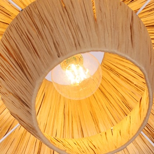 Lampade rafia per sala da pranzo ristorante Moder E27 luce a sospensione in rafia naturale paralume lampadario lampade - Product Image 6