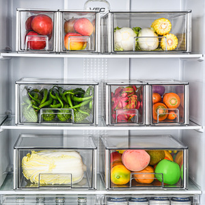 Refrigerator Freezer Drawer Organizer Transparent Rectangle BPA Free Food Grade Storage For Kitchen Fridge Organization - Product Image 1