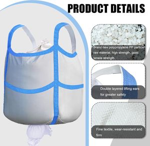 ถุง FIBC แบบทนทาน ทำจากโพลีโพรพิลีน (PP) ทออย่างดี พร้อมช่องจ่ายวัสดุ ระบายอากาศได้ดี มีหูหิ้วสองชั้น แบบพับได้ ฐานแบนรูปตัว X - Product Image 6