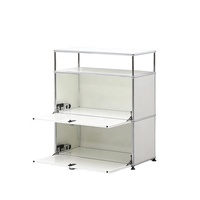 Gabinete de Almacenamiento con Marco Metálico Resistente y Detalles Blancos, con 2 Cajones, Moderno, para Sala de Estar, Hogar u Hotel
