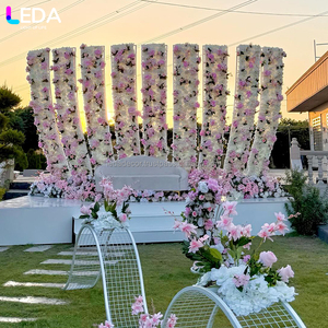 LEDA New arrival fan shape metal <b>frame</b> <b>backdrop</b> stand with flower path wall decoration arch for wedding event - Product Image 4