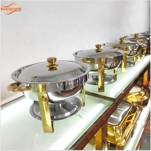 Ensemble de réchauds ronds en acier inoxydable pour traiteur, service de buffet - Product Image 3