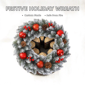 Guirlande de Noël personnalisable ignifuge en PE floqué avec ornements et nœuds pour la décoration de fête et de maison DIY - Product Image 2