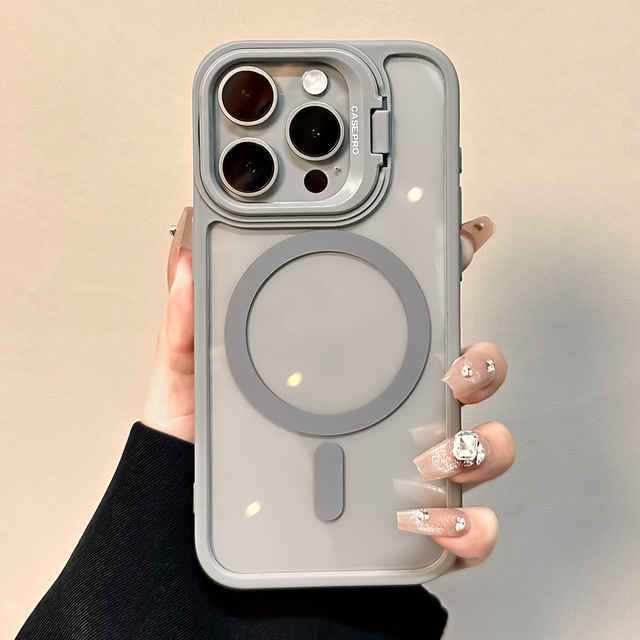 Metal Lens Holder Clear Acrylic Phone Case for iPhone 15 14 13 12 11 16 Pro Max Magnetic Charging Cover Funda Classic Slim