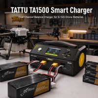TATTU TA1500 Pengisi Daya Cerdas Dua Kanal AC 1500W Maks 30A untuk Baterai Drone Pertanian dan Industri 6-14S LiPo LiHV LiUHV