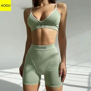 Benutzer definiertes Logo hochwertige Sport-BH atmungsaktive Yoga-BH Active Wear Gym Workout sexy Frauen Sport-Set