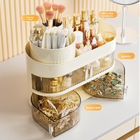 Einfache Mehrstöckige Plastik-Staubdichte Schminktisch-Kosmetik-Aufbewahrungsbox mit Schublade für Kosmetik und Schmuck Täglicher Gebrauch
