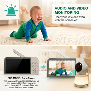 <span class=keywords><strong>Caméra</strong></span> de surveillance pour bébé 720P 5'' IPS, communication bidirectionnelle, contrôle PTZ à distance, vision nocturne infrarouge claire toute la nuit - Product Image 4