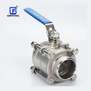 QINFENG Industrial SS304/SS316L Stainless Steel PTFE Seal Manual Socket Weld 3PC Ball Valve For Food And Beverage