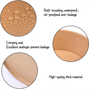 Tigela pla compostável descartável tirar kraft bambu fibra papel salada tigela sopa lancheira - Product Image 2