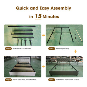 Nhà máy tùy chỉnh mạnh mẽ và bền nhung bọc giường với ổn định đầu giường <span class=keywords><strong>2025</strong></span> mô hình mới giá rẻ đầy đủ/đôi Nữ Hoàng khung giường - Product Image 2