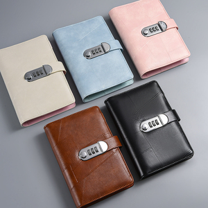 Diario con bloqueo de contraseña con Bloqueo de combinación Bloqueo digital Cuaderno bloqueado A6 Carpeta de presupuesto en espiral de cuero PU Planificador - Product Image 1