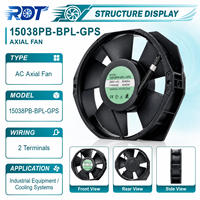 Ventilateur axial AC Tubeaxial Design à roulement à billes 15038PB-BPL-GPS, débit d'air stable, pour ventilation d'armoires industrielles, unité de remplacement AC