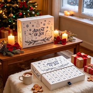 Caja de Regalo de Calendario de Adviento Navideño de 24 Días con Impresión Personalizada, Caja Rígida con Cajón Deslizante para Cuenta Regresiva de Navidad, para Productos de Belleza y Cuidado de la Piel - Product Image 5