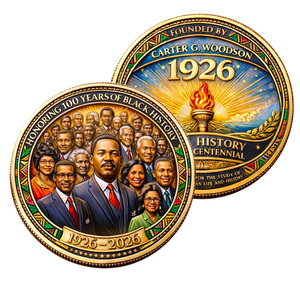 Moneta Commemorativa in Metallo per il Centenario della Storia Afroamericana, 1926-2026, con Motivi di Leader Storici, Souvenir Regalo - Product Image 1
