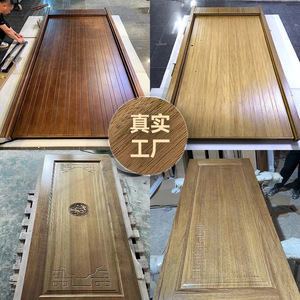 Puerta Interior Moderna de Madera Sólida con Incrustaciones Horizontales para Dormitorio - Product Image 2