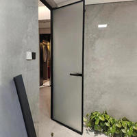 Porte battante moderne en alliage d'aluminium pour intérieur, insonorisée, avec verre, pour chambre, salle de bain ou toilettes, fonction imperméable